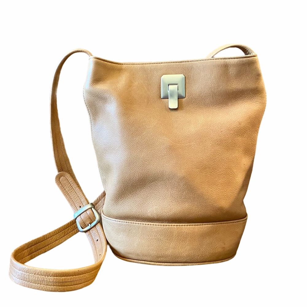 Tignanello Tan Leather Bucket Bag